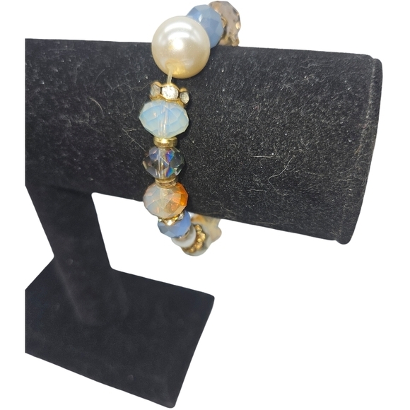 🩵Elegant Multicolor Art Glass Beaded Bracelet - Picture 3 of 5